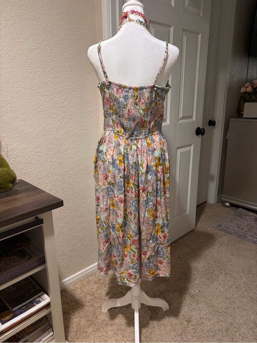 Angie Floral Midi Dress in Pink, Blue & Yellow - Picture 7 of 7